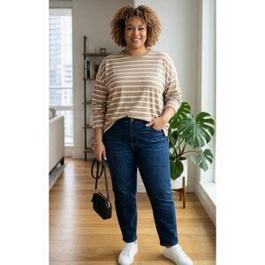 New Gap Drop Shoulder Striped Long Sleeve Tee Women's Plus Size XXL
